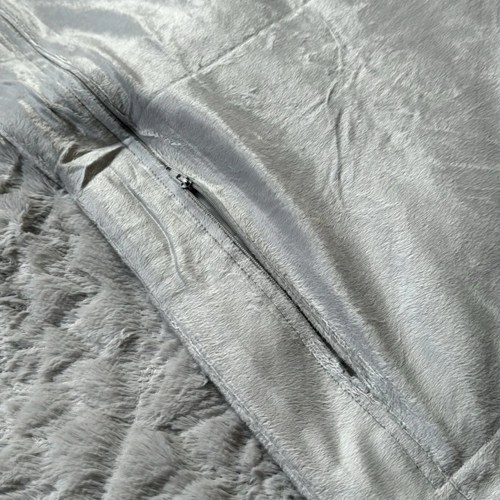Madison Park Faux Fur Grey Twin Comforter Set